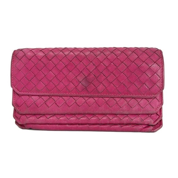 Auth BOTTEGA VENETA Intrecciato - Pink Leather B********* Long Wallet - Picture 1 of 6